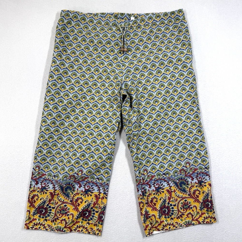 Sudara Punjammies Pajama Pants Womens Small Paisley Print Cropped India Lounge